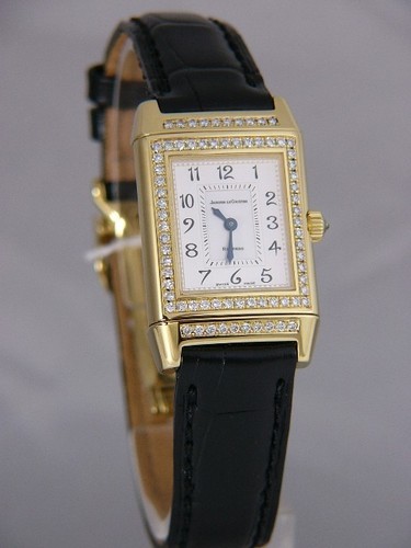 Jaeger LeCoultre Reverso Duetto (YG / Silver - MOP / Diamond Bezel / Leather) Q2661401