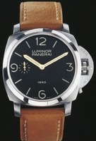 Officine Panerai Luminor 1950 (SS / Black / Leather Strap) PAM 00127