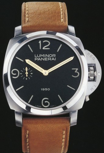 Officine Panerai Luminor 1950 (SS / Black / Leather Strap) PAM 00127