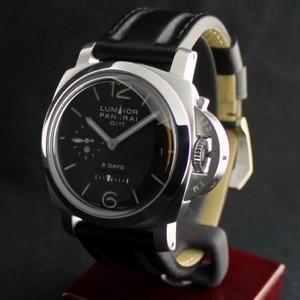 Officine Panerai Panerai 1950 8 Days GMT (SS / Black / Leather Strap) PAM 00233