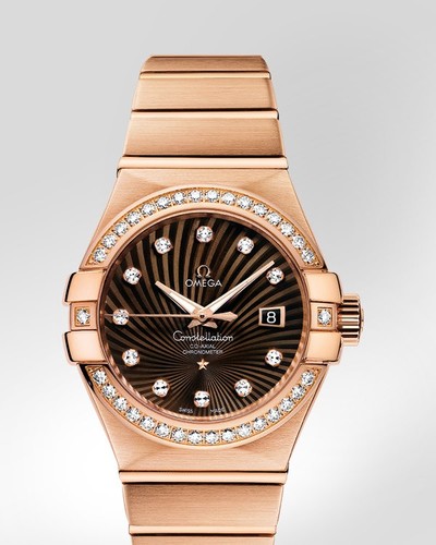 Omega Brushed Chronometer with Diamonds (RG / Brown / Bracelet) 123.55.31.20.63.001