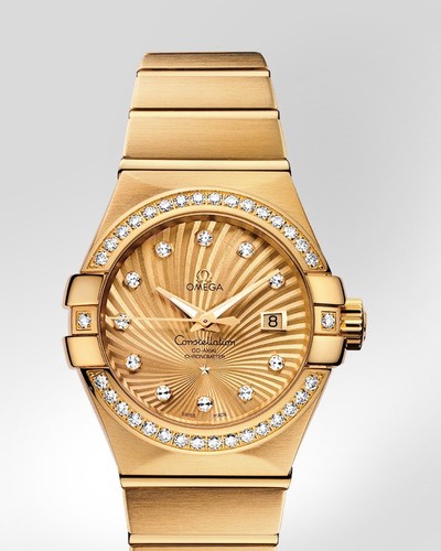 Omega Brushed Chronometer with Diamonds (YG / Champagne / Bracelet) 123.55.31.20.58.001