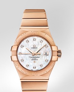 Omega Constellation Brushed Chronometer with Diamonds (RG / White-Mother-of-Pearl / Bracelet) 123.50.31.20.55.001