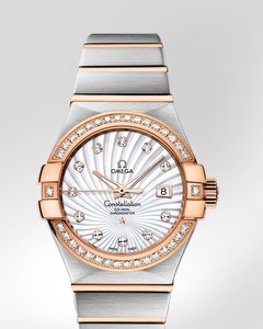Omega Constellation Brushed Chronometer with Diamonds (SS- RG / White-Mother-of-Pearl / Bracelet) 123.25.31.20.55.001