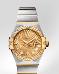 Omega Constellation Brushed Chronometer with Diamonds (SS -YG / Champagne / Bracelet) 123.25.31.20.58.001