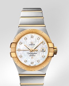 Omega Constellation Brushed Chronometer with Diamonds (SS -YG / White-Mother-of-Pearl / Bracelet) 123.20.31.20.55.002