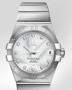 Omega Constellation Brushed Chronometer with Diamonds (SS / Silver / Bracelet) 123.10.38.21.52.001