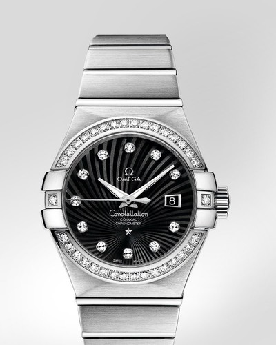 Omega Constellation Brushed Chronometer with Diamonds (WG / Black / Bracelet) 123.55.31.20.51.001