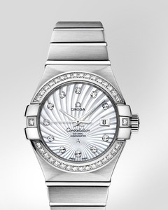 Omega Constellation Brushed Chronometer with Diamonds (WG / White-Mother-of-Pearl / Bracelet) 123.55.31.20.55.003