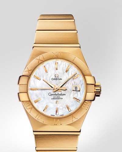 Omega Constellation Brushed Chronometer (YG / White-Mother-of-Pearl / Bracelet) 123.50.31.20.05.002