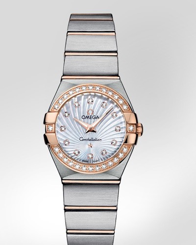 Omega Constellation Brushed Quartz with Diamonds (SS- RG / White-Mother-of-Pearl / Bracelet) 123.25.24.60.55.002