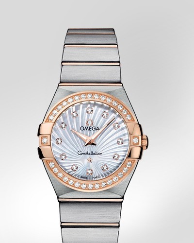 Omega Constellation Brushed Quartz with Diamonds (SS- RG / White-Mother-of-Pearl / Bracelet) 123.25.27.60.55.002