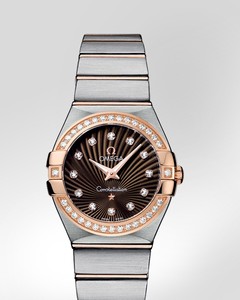 Omega Constellation Brushed Quartz with Diamonds (SS -RG / Brown / Bracelet) 123.25.27.60.63.001