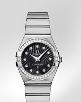 Omega Constellation Brushed Quartz with Diamonds (SS / Black / Bracelet) 123.15.27.60.51.001