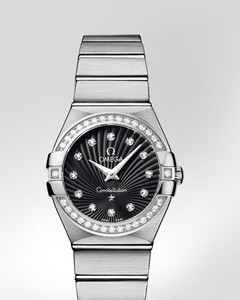 Omega Constellation Brushed Quartz with Diamonds (SS / Black / Bracelet) 123.15.27.60.51.001