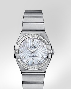 Omega Constellation Brushed Quartz with Diamonds (SS / White-Mother-of-Pearl / Bracelet) 123.15.27.60.55.002