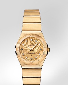 Omega Constellation Brushed Quartz with Diamonds (YG / Champagne / Bracelet) 123.50.24.60.58.001