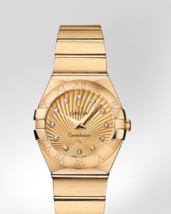 Omega Constellation Brushed Quartz with Diamonds (YG / Champagne / Bracelet) 123.50.27.60.58.001