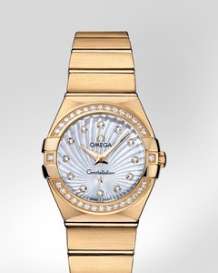 Omega Constellation Brushed Quartz with Diamonds (YG / White-Mother-of-Pearl / Bracelet) 123.55.27.60.55.003