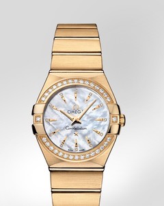 Omega Constellation Brushed Quartz with Diamonds (YG / White-Mother-of-Pearl / Bracelet) 123.55.27.60.55.004