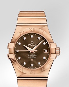 Omega Constellation Chronometer with Diamonds (RG / Brown / Bracelet) 123.50.35.20.63.001