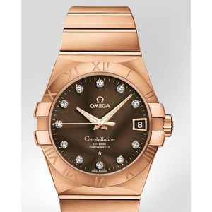 Omega Constellation Chronometer with Diamonds (RG / Brown / Bracelet) 123.50.38.21.63.001
