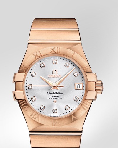 Omega Constellation Chronometer with Diamonds (RG / Silver / Bracelet) 123.50.35.20.52.001