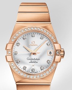 Omega Constellation Chronometer with Diamonds (RG / Silver / Bracelet) 123.55.38.21.52.001