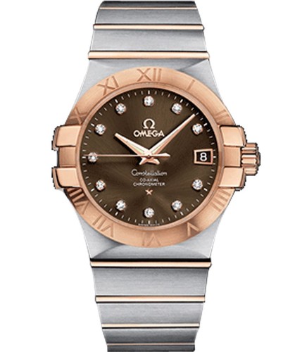 Omega Constellation Chronometer with Diamonds (SS- RG / Brown / Bracelet) 123.20.35.20.63.001