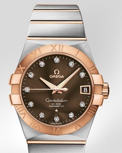 Omega Constellation Chronometer with Diamonds (SS- RG / Brown / Bracelet) 123.20.38.21.63.001