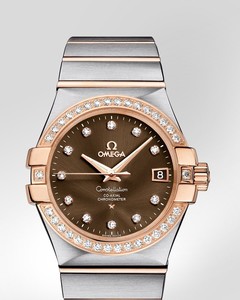 Omega Constellation Chronometer with Diamonds (SS- RG / Brown / Bracelet) 123.25.35.20.63.001