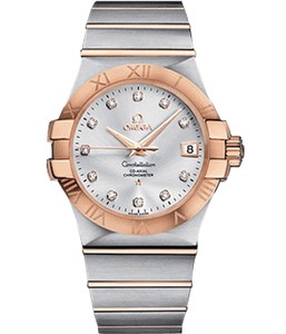 Omega Constellation Chronometer with Diamonds (SS- RG / Silver / Bracelet) 123.20.35.20.52.001