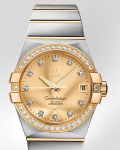 Omega Constellation Chronometer with Diamonds (SS- YG / Champagne / Bracelet) 123.25.38.21.58.001