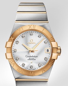 Omega Constellation Chronometer with Diamonds (SS- YG / Silver / Bracelet) 123.20.38.21.52.002