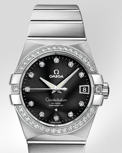 Omega Constellation Chronometer with Diamonds (WG / Black / Bracelet) 123.55.38.21.51.001