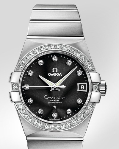 Omega Constellation Chronometer with Diamonds (WG / Black / Bracelet) 123.55.38.21.51.001