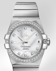 Omega Constellation Chronometer with Diamonds (WG / Silver / Bracelet) 123.55.38.21.52.003