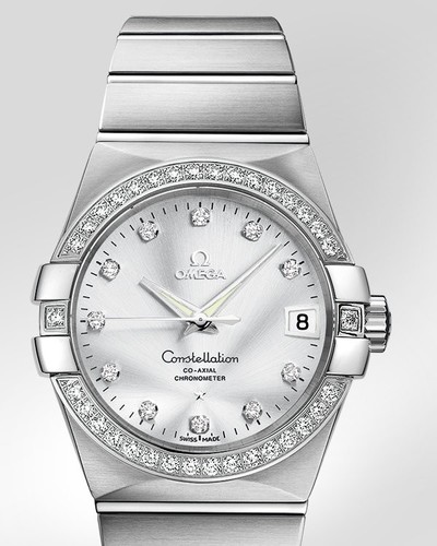 Omega Constellation Chronometer with Diamonds (WG / Silver / Bracelet) 123.55.38.21.52.003