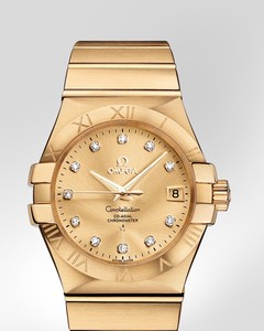 Omega Constellation Chronometer with Diamonds (YG / Champagne / Bracelet) 123.50.35.20.58.001