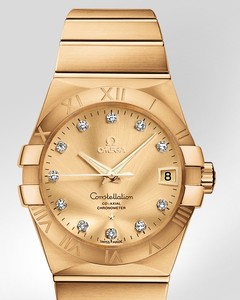 Omega Constellation Chronometer with Diamonds (YG / Champagne / Bracelet) 123.50.38.21.58.001