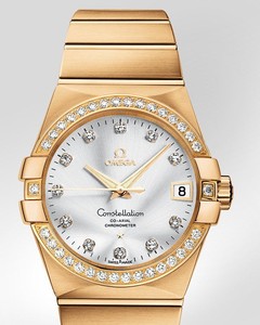 Omega Constellation Chronometer with Diamonds (YG / Silver / Bracelet) 123.55.38.21.52.002