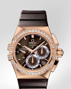 Omega Constellation Double Eagle with Diamonds (RG / Brown / Strap) 121.57.35.50.13.001