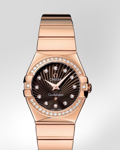 Omega Constellation Polished Quartz with Diamonds (RG / Brown / Bracelet) 123.55.27.60.63.002