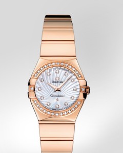 Omega Constellation Polished Quartz with Diamonds (RG / White-Mother-of-Pearl / Bracelet) 123.55.24.60.55.005