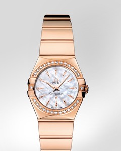 Omega Constellation Polished Quartz with Diamonds (RG / White-Mother-of-Pearl / Bracelet) 123.55.24.60.55.006