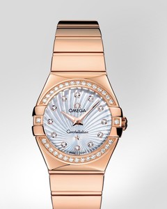 Omega Constellation Polished Quartz with Diamonds (RG / White-Mother-of-Pearl / Bracelet) 123.55.27.60.55.005