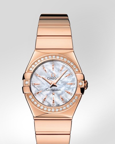 Omega Constellation Polished Quartz with Diamonds (RG / White-Mother-of-Pearl / Bracelet) 123.55.27.60.55.006