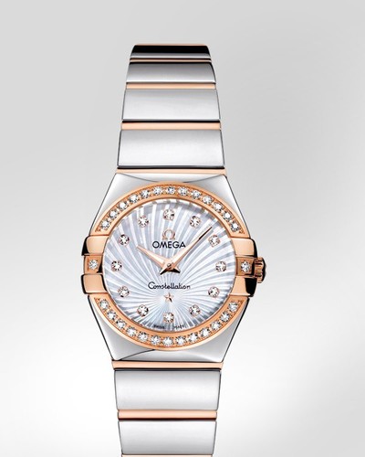 Omega Constellation Polished Quartz with Diamonds (SS- RG / White-Mother-of-Pearl / Bracelet) 123.25.24.60.55.006