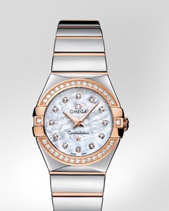 Omega Constellation Polished Quartz with Diamonds (SS- RG / White-Mother-of-Pearl / Bracelet) 123.25.27.60.55.005