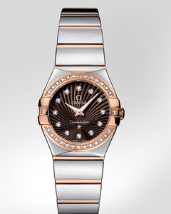 Omega Constellation Polished Quartz with Diamonds (SS -RG / Brown / Bracelet) 123.25.24.60.63.002